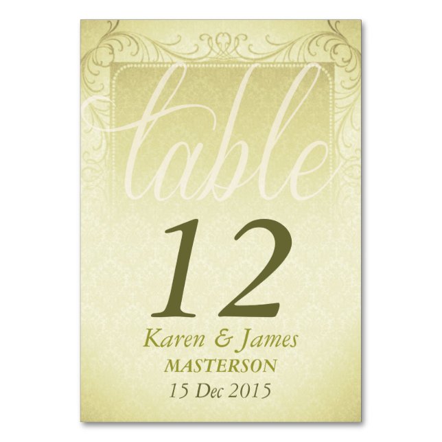 Cartão de Número de Tabela de Casamento tema damas (Frente)