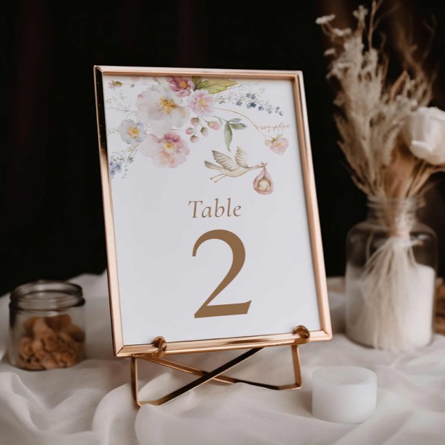 Cartão de Número de Tabela de Chá de fraldas de Fl (Wildflower Baby Shower Table Number)