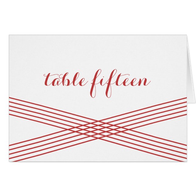 Cartão de Número de Tabela de Deco Moderno Vermelh (Frente Horizontal)