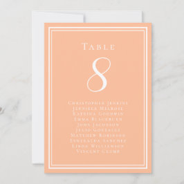 Cartão de Número de Tabela de Pêssego da Lista de