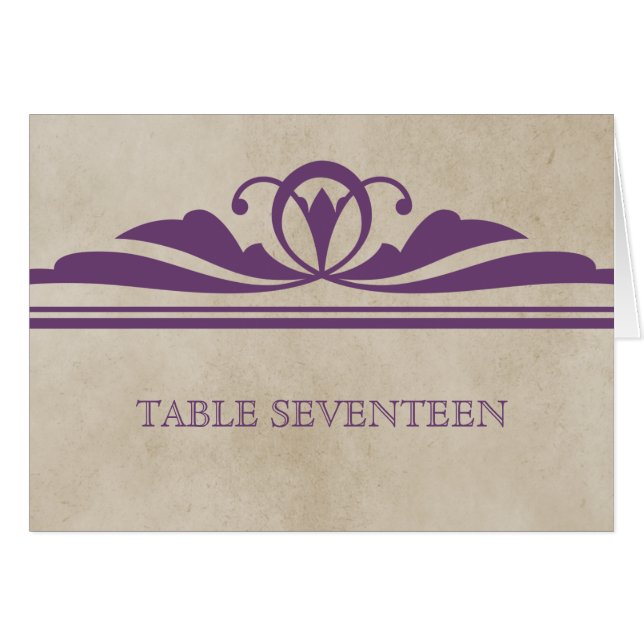 Cartão de Número de Tabela Deco Elegante Roxo (Frente Horizontal)