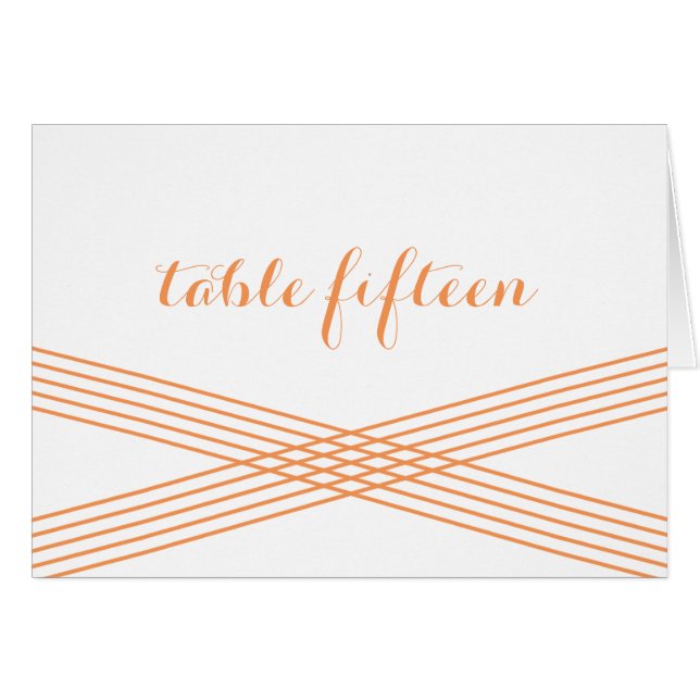 Cartão de Número de Tabela Deco Moderno Laranja (Frente Horizontal)