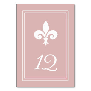Cartão de Número de Tabela Dusty Rosa Fleur de Lis