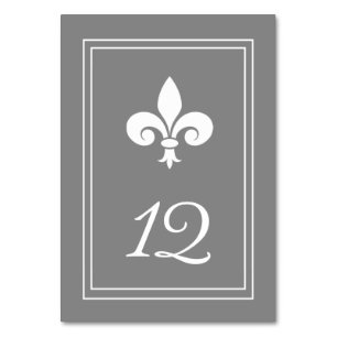 Cartão de Número de Tabela Fleur de Lis da cinza