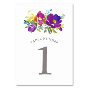 Cartão de Número de Tabela Floral Violeta Romântic