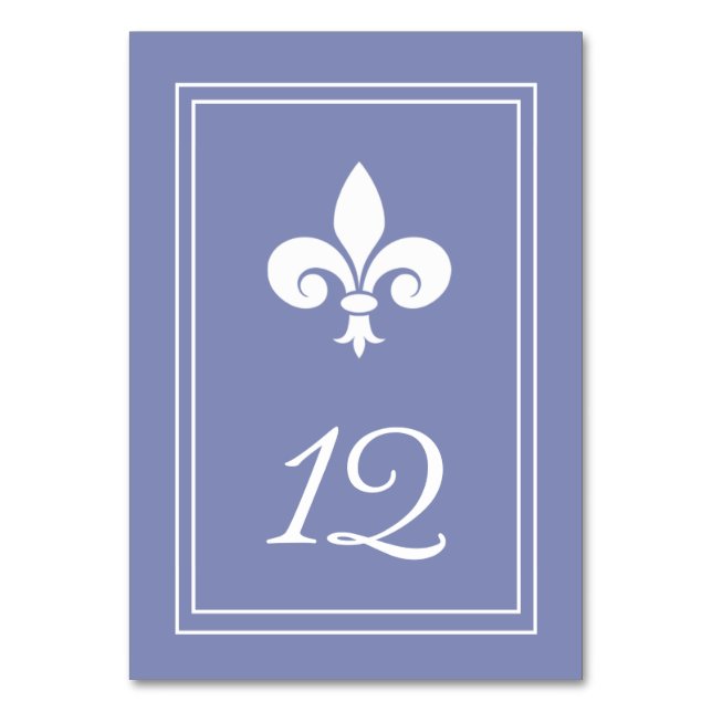 Cartão de Número de Tabela Periwinkle Fleur de Lis (Frente)