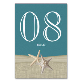 Cartão de Número de Tabela Starfish e Burlap