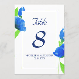 Cartão de números de mesa com flores silvestres em