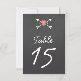 Cartão de Números de Mesa Heart + Arrows