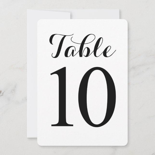 Cartão de Números de Mesa Modern Script Mesa 10 (Frente)