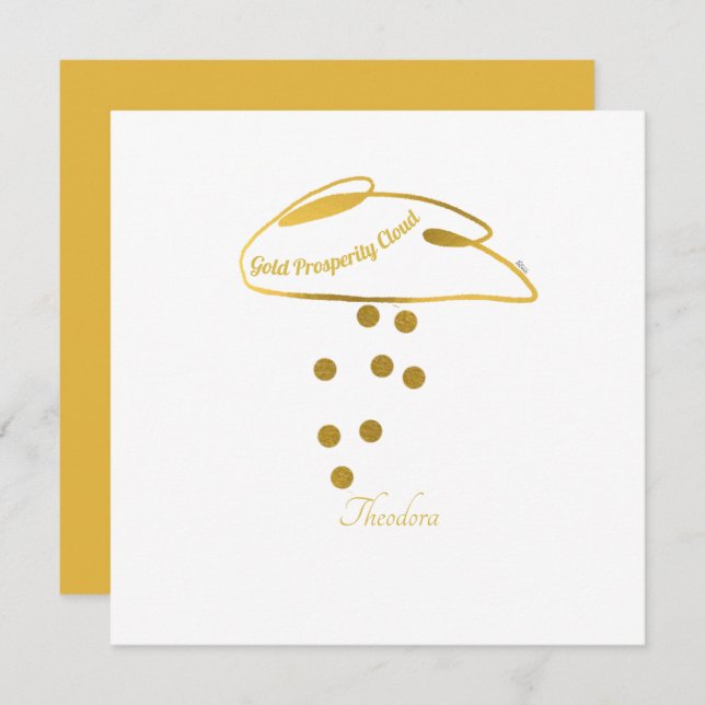 Cartão de Nuvem Dourada de Prosperidade Engraçado (Frente/Verso)