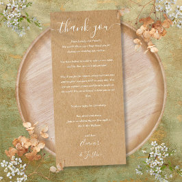 Cartão de Obrigado da Recepção de Casamento Estilo