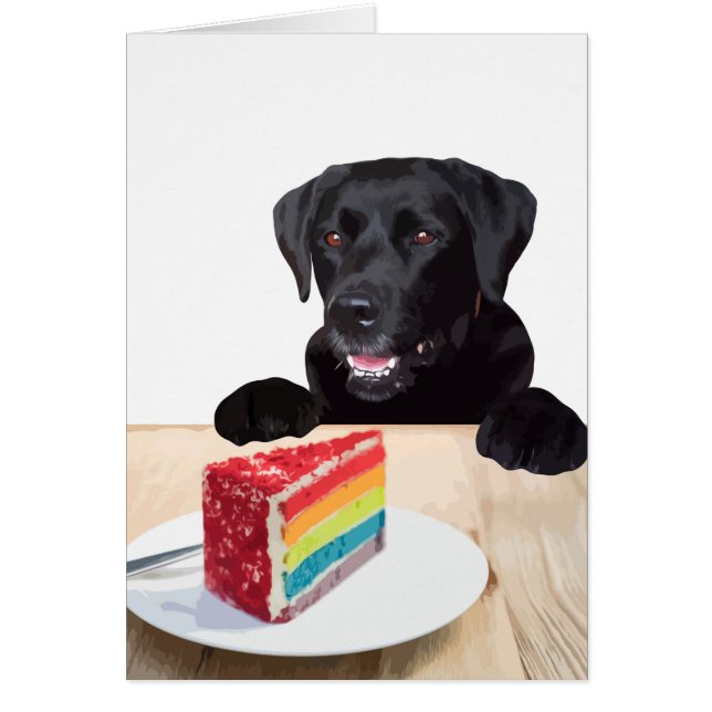 Cartão de Ocasião Preto - Bolo de Cão - Aniversári (Frente)