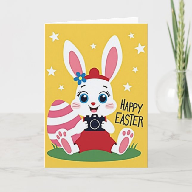 Cartão de Ocorrência da Páscoa do Bunny Happy (Frente)