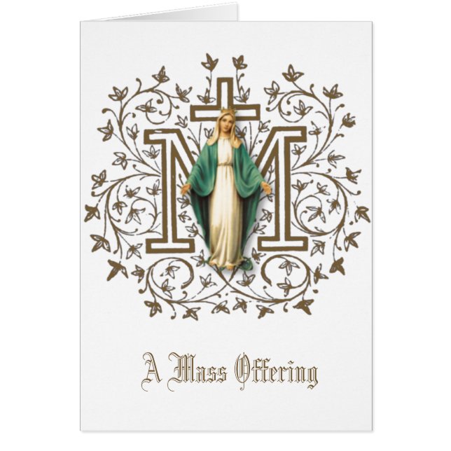 Cartão de Oferta de Missa Católica Religiosa Virge (Frente)