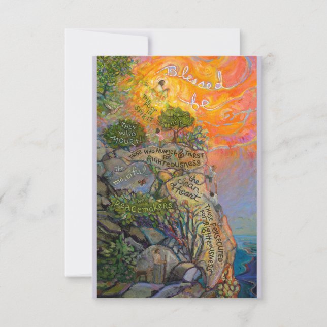 Cartão de Oração Beatitudes, Sermão no Monte (Frente)