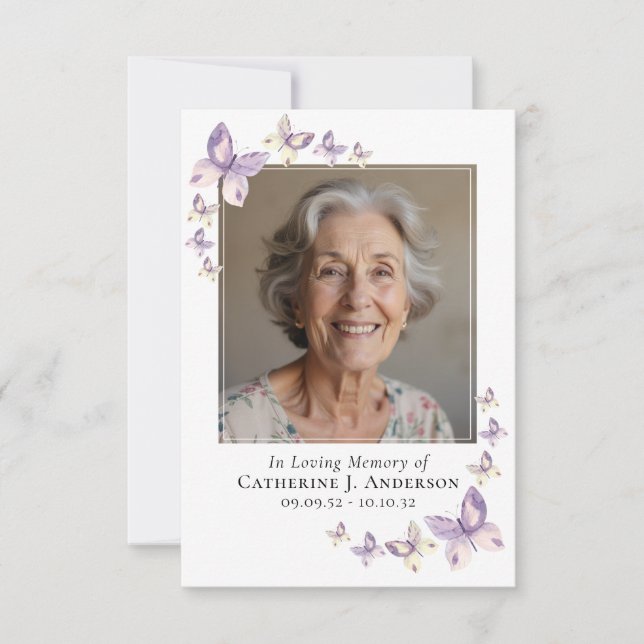 Cartão de Oração | Borboletas Lilac Foto (Frente)