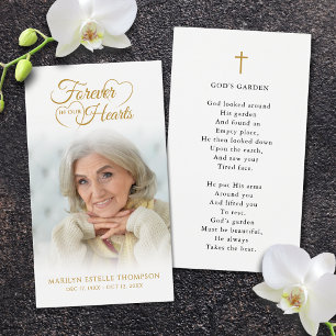 Cartão de Oração com Foto do Funeral Corações para