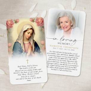 Cartão de Oração da Virgem Maria em Memória Carinh