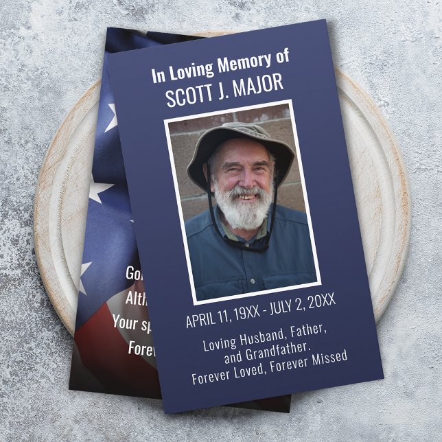 Cartão de Oração de Bandeira Cartão Azul de Foto d (Flag Prayer Card Photo Ombre Blue Card)