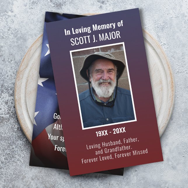 Cartão de Oração de Bandeira Foto de Omã Azul Cart (Flag Prayer Card Photo Ombre Blue Red Card)