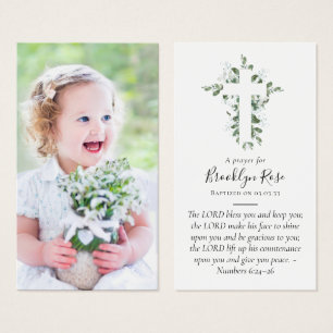 Cartão de Oração de Batismo Fotográfico de cheio