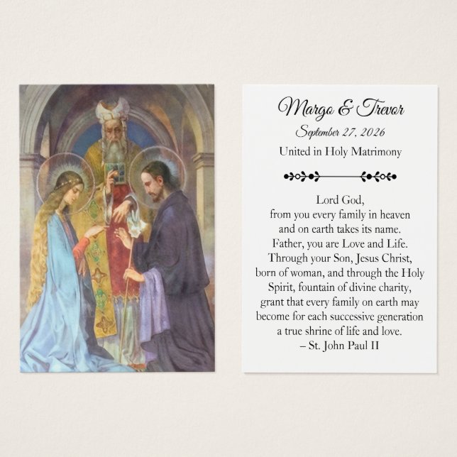 Cartão de Oração de Casamento Católico (Frente & Verso)