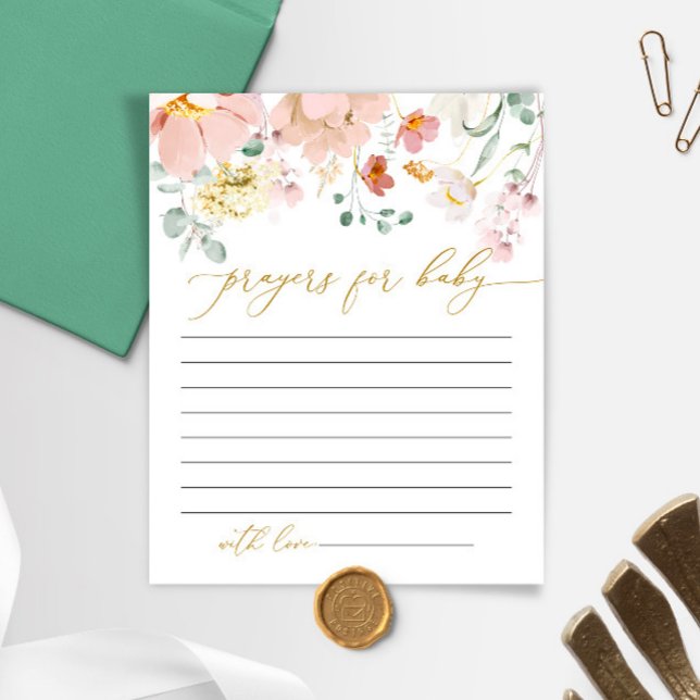 Cartão de Oração de Chá de fraldas Rosa e Vermelho (Criador carregado)