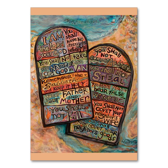 Cartão de Oração de Dez Mandamentos (Frente)
