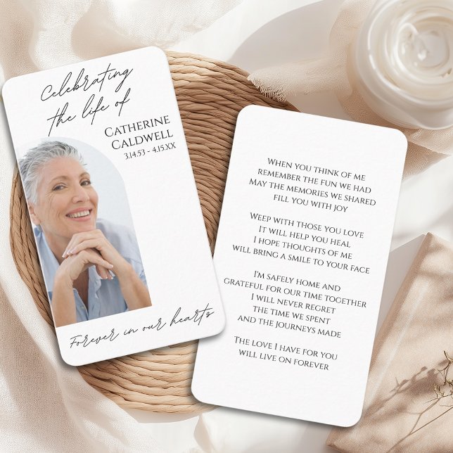 Cartão de Oração de Foto de Arch Funeral Minimalis (Minimalist Celebration of Life Arch Photo Prayer
)