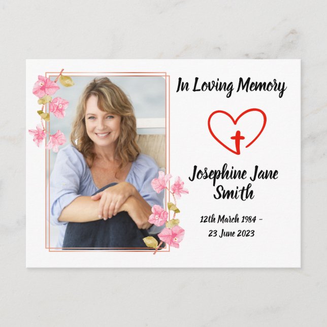 Cartão de Oração de Foto Floral de Simpatia Elegan (Frente)