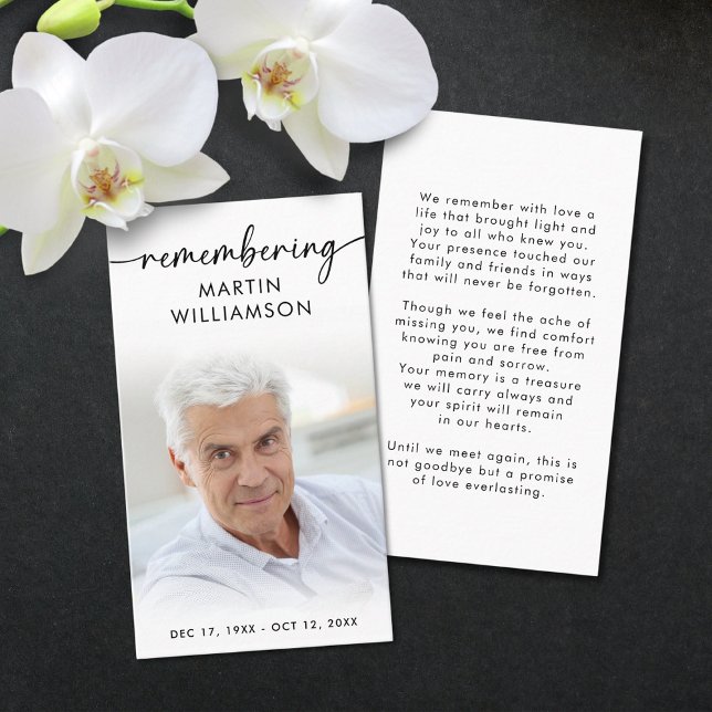 Cartão de Oração de Foto Funeral Simples (Criador carregado)