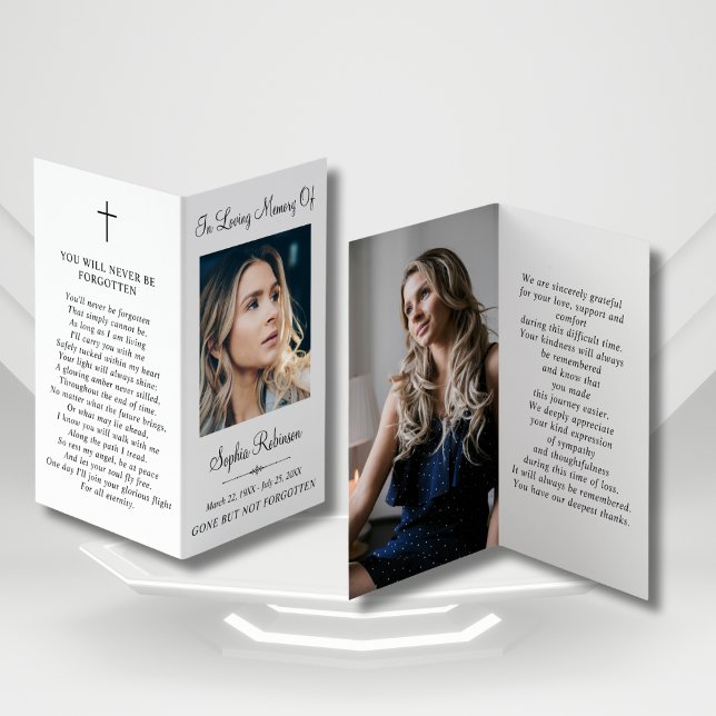 Cartão de Oração de Foto Funeral Simples Memorial (Criador carregado)