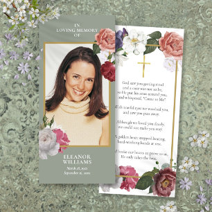 Cartão de Oração de Foto Memorial de Funeral Flora