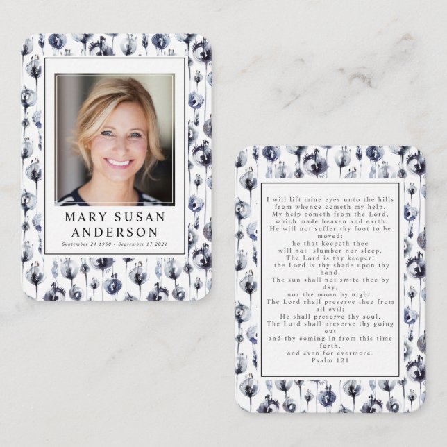 Cartão de Oração de Foto Memorial do Funeral Flora (Frente/Verso)