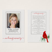 Cartão de Oração de Foto Memorial Funeral Cardeal