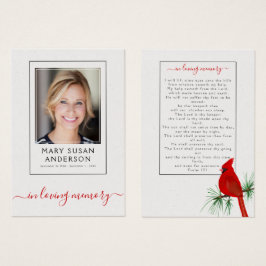 Cartão de Oração de Foto Memorial Funeral Cardeal