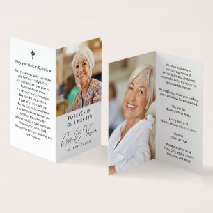 Cartão de Oração de Fotos de Funeral Para Sempre e