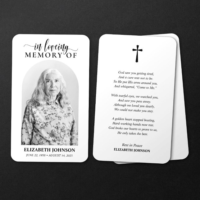 Cartão de Oração de Funeral com Foto Simples em Me (Criador carregado)