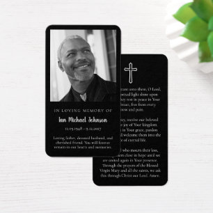 Cartão de Oração de Funeral de Foto Preta e Branca