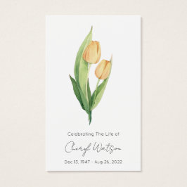 Cartão de Oração de Funeral de Tulipa Simples