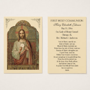 Cartão de Oração de Lembrança para Primeira Comunh