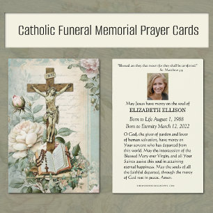 Cartão de Oração de Memória de Funeral Católico co