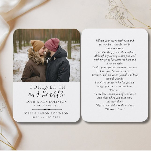 Cartão de Oração de Memória Memorial de Foto Dupla (Criador carregado)