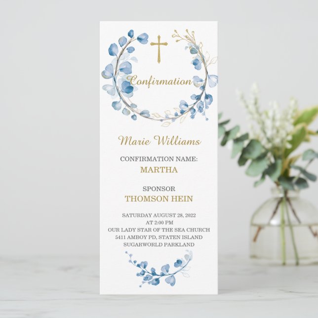 Cartão de Oração de Menino de Confirmação Personal (Em pé/Frente)