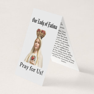 Cartão de Oração de Nossa Senhora de Fátima