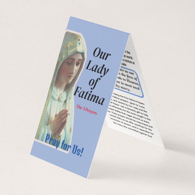Cartão de Oração de Nossa Senhora de Fátima (Frente)