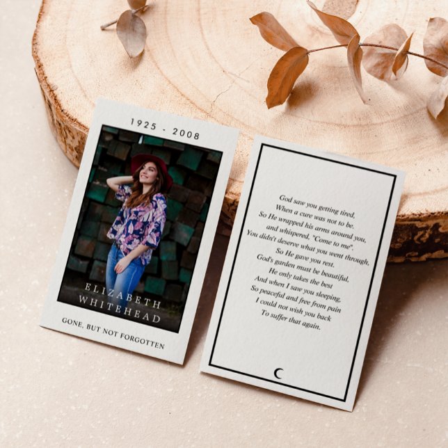 Cartão de Oração de Simpatia Fotográfica (Large photo memorial card that is a perfect keepsake at your loved ones celebration of life.)