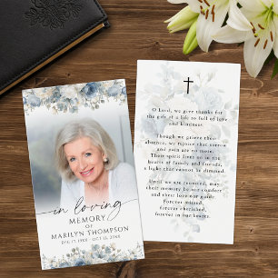 Cartão de Oração de Sintope Floral Azul Funeral