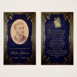 Cartão de Oração de Vintagem Funeral Dourado para